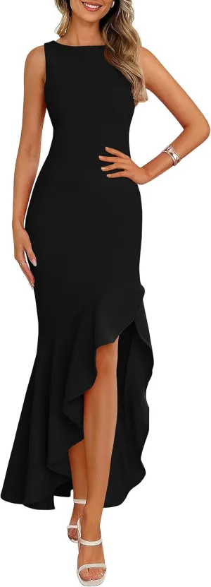PRETTYGARDEN Wedding Guest Dresses for Women 2025 Summer Formal Gala Maxi Dress Ruffle Mermaid Cocktail Long Dresses