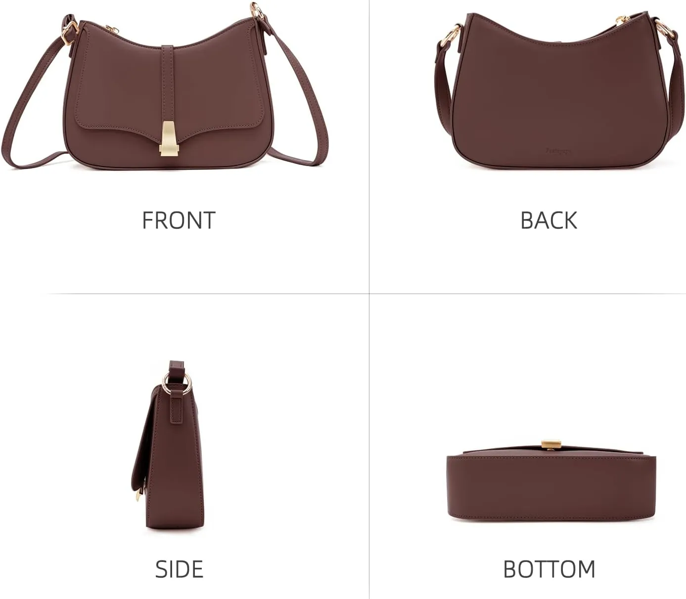 Prettyzys Crescent Shoulder Bag for Women, Vintage Retro Vegan Leather Clutch Tote Handbags Crossbody Bags Handbag for Women