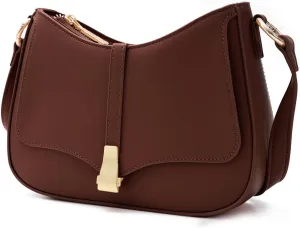 Prettyzys Crescent Shoulder Bag for Women, Vintage Retro Vegan Leather Clutch Tote Handbags Crossbody Bags Handbag for Women