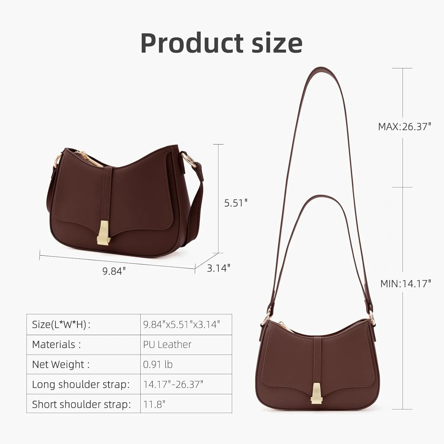 Prettyzys Crescent Shoulder Bag for Women, Vintage Retro Vegan Leather Clutch Tote Handbags Crossbody Bags Handbag for Women