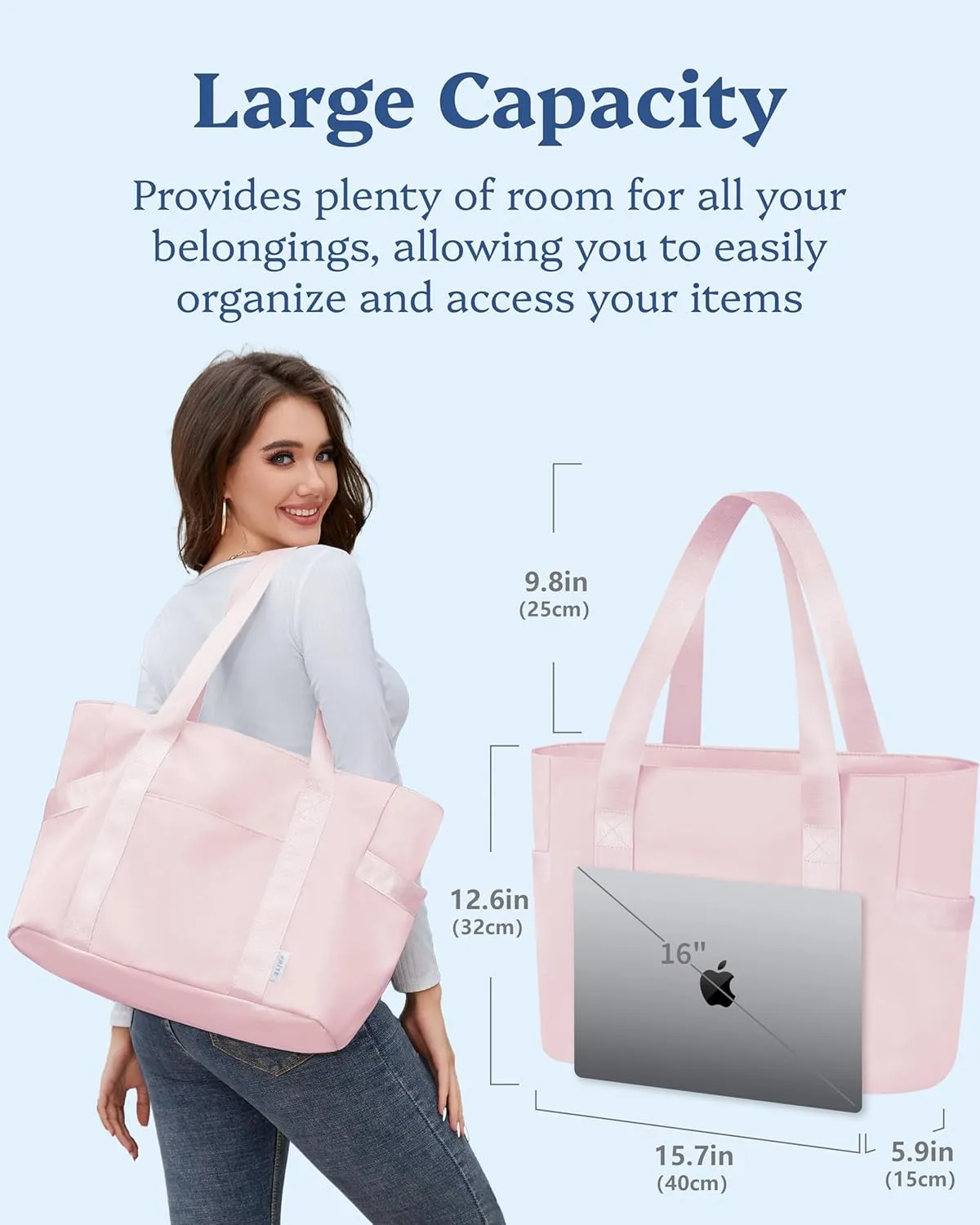 Prite Tote Bag for Women Weekender Bag with Laptop Compartment for Work Nurse Travel Gym