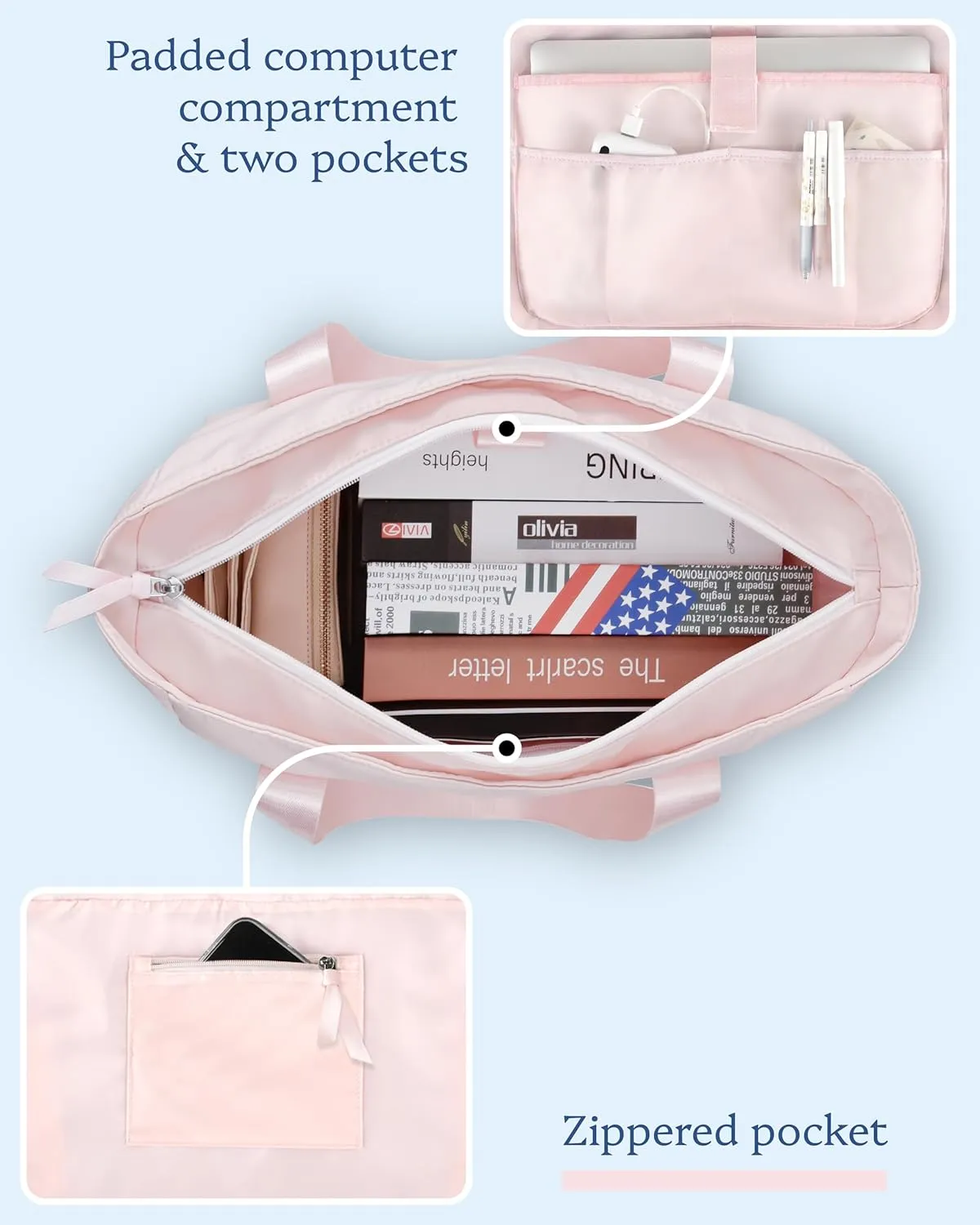 Prite Tote Bag for Women Weekender Bag with Laptop Compartment for Work Nurse Travel Gym