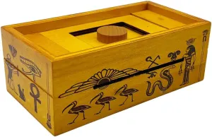 Project Genius Pharaoh's Tomb Classic Wooden Brainteaser Puzzle Box for Kids 8 , Teens, and Adults - Secret Hidden Compartment for Cash, Valuables, and Gift Cards - True Genius Egyptian Trick Box