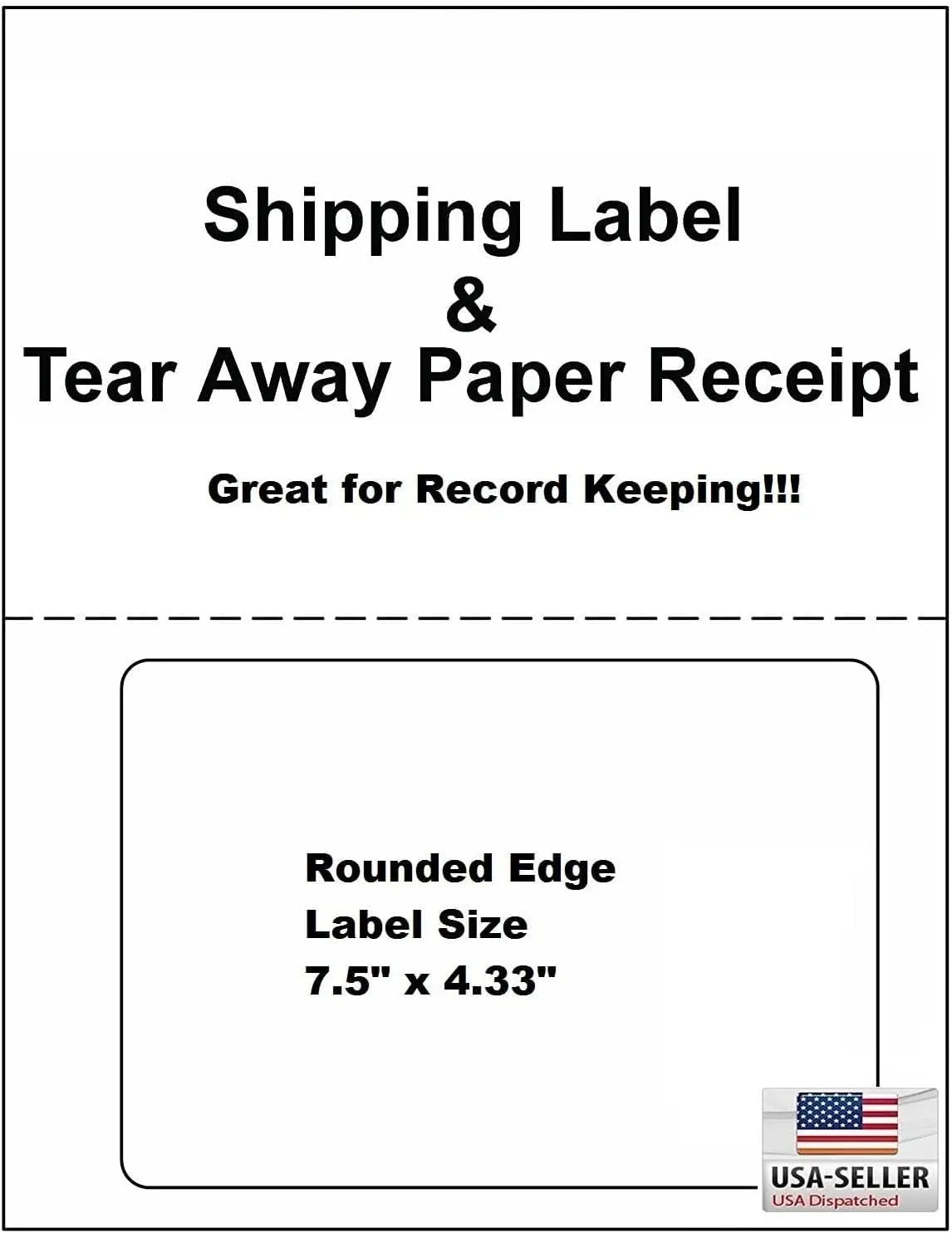 ProLine Compatible Labels for Click Ship PayPal/Ebay USPS Labels with Paper Receipts for Laser/Ink Jet Shipping! Built in Tear Off Receipts! (100 Sheets)