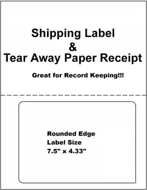 ProLine Compatible Labels for Click Ship PayPal/Ebay USPS Labels with Paper Receipts for Laser/Ink Jet Shipping! Built in Tear Off Receipts! (1000 Sheets)