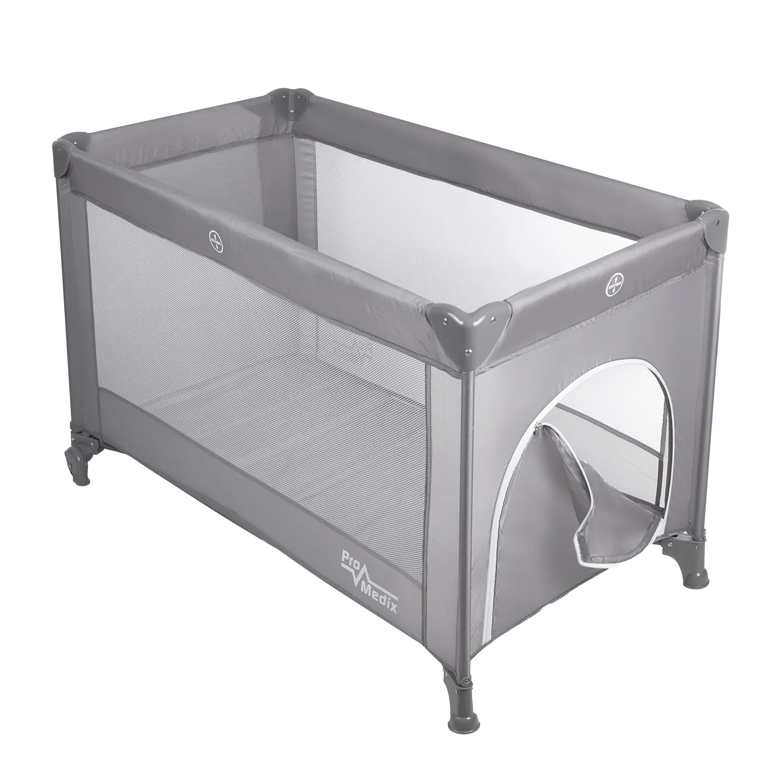 Promedix travel crib, 125x65x74cm, grey, casters, protective cover, PR-803 G   Korbell 9L used diaper container