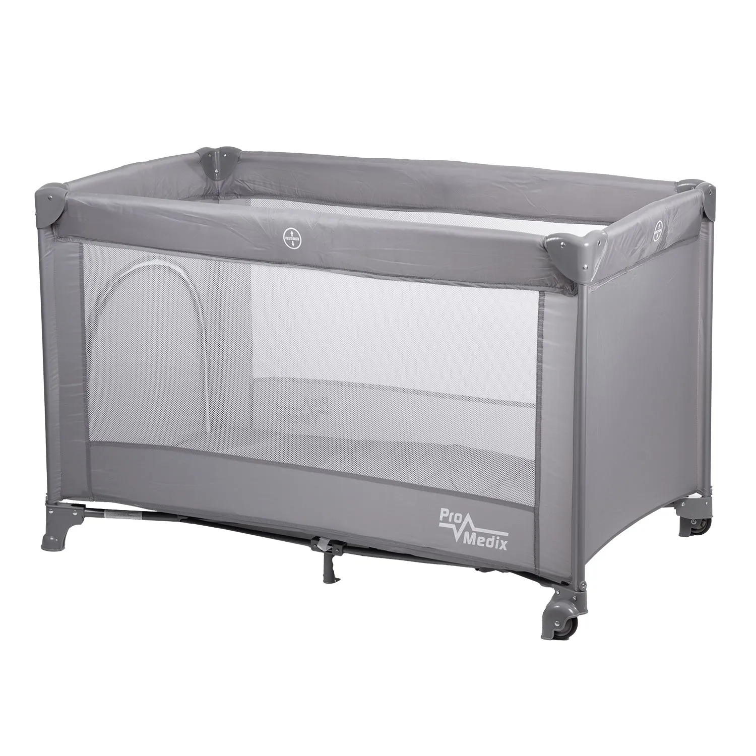 Promedix travel crib, 125x65x74cm, grey, casters, protective cover, PR-803 G   Korbell 9L used diaper container