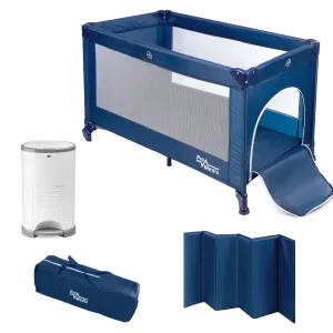 Promedix Travel Set Kids Crib125x65x74cm   9L Diaper Container Mosquito Net Wheels