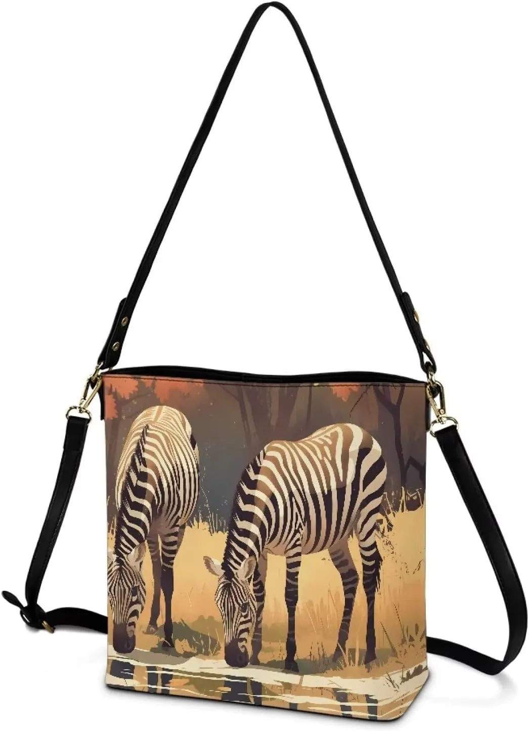 PU Leather Purse for Women Vintage Floral Bucket Tote Bag Crossbody Hobo Handbag, Skulls Satchel Shoulder Tote Bags
