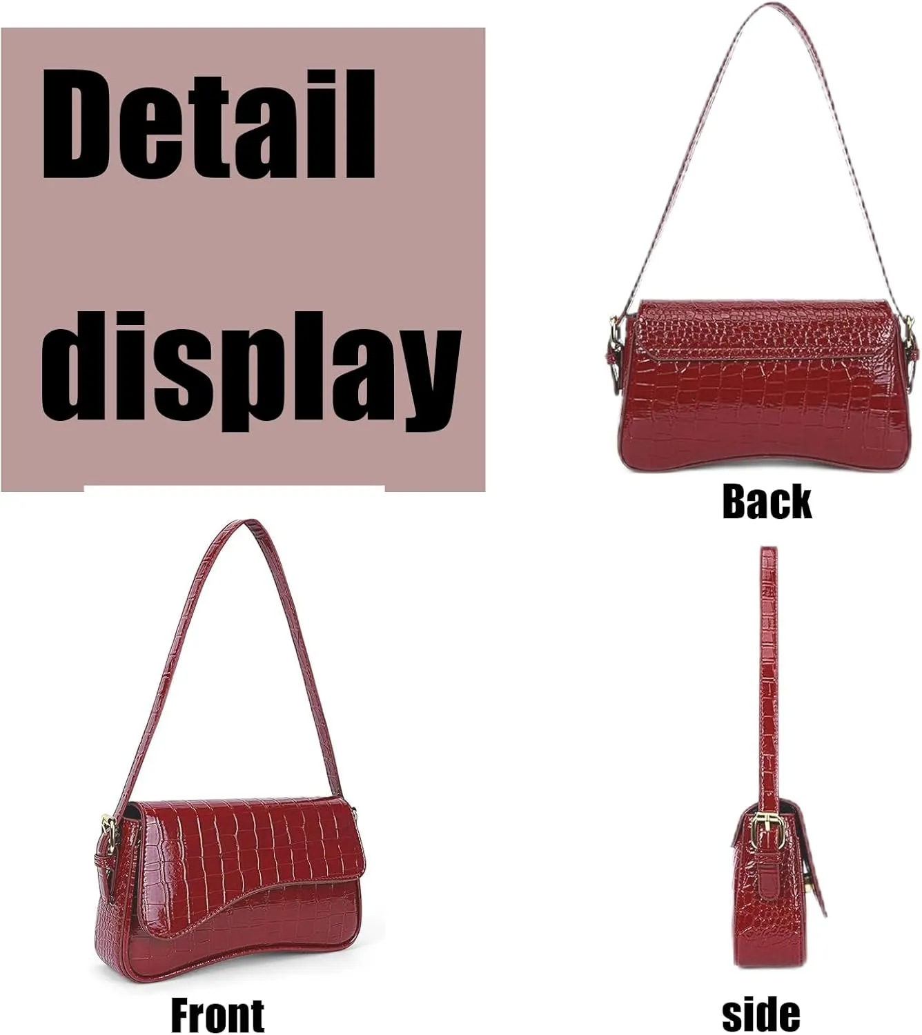 PU Leather Tote Bag for Women with 2 Removable Straps and Zipper Closure