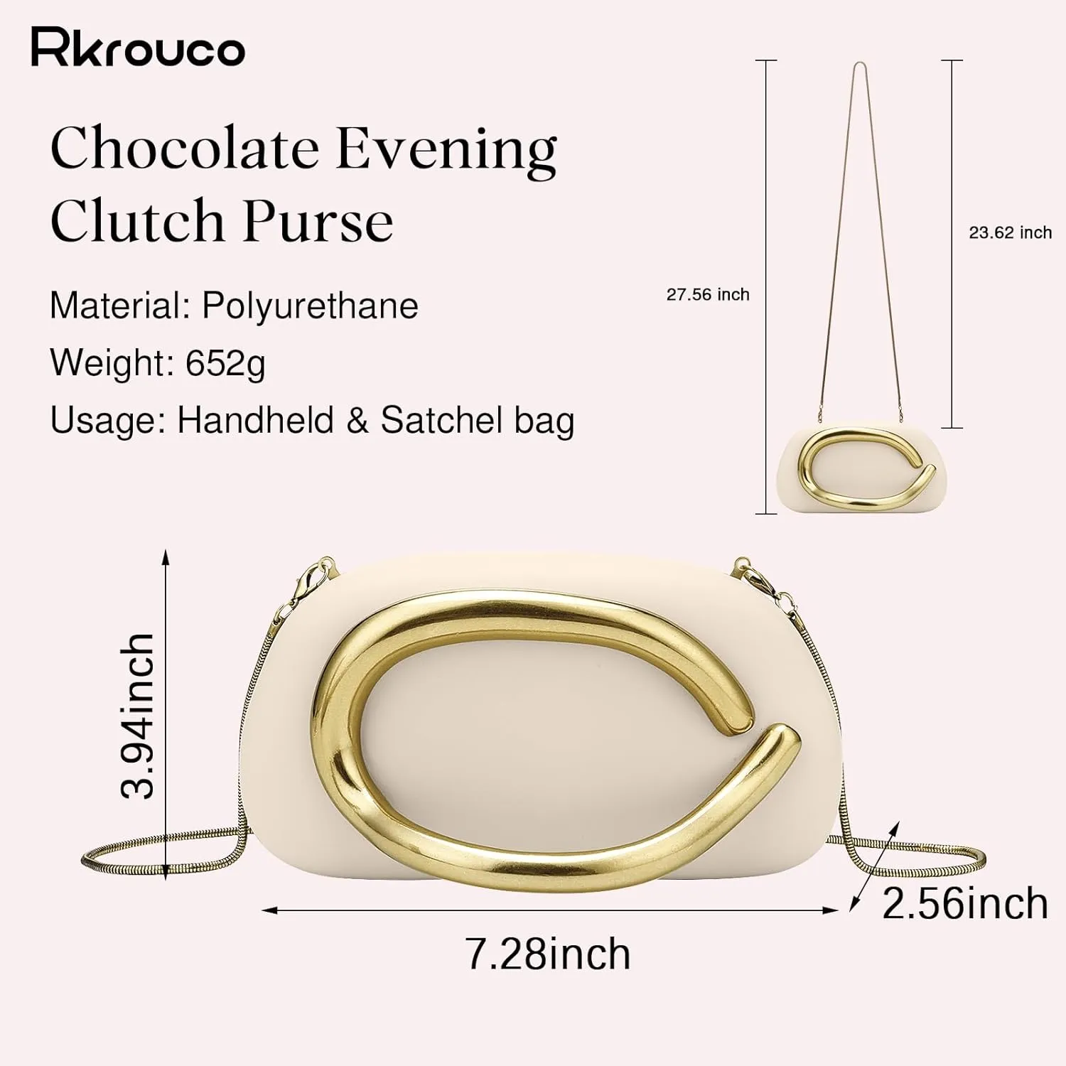 PU Leather Women's Evening Handbags Chocolates Clutch Purse Easy Match with Chain Crossbody Metal Decoration Shoulder Bag