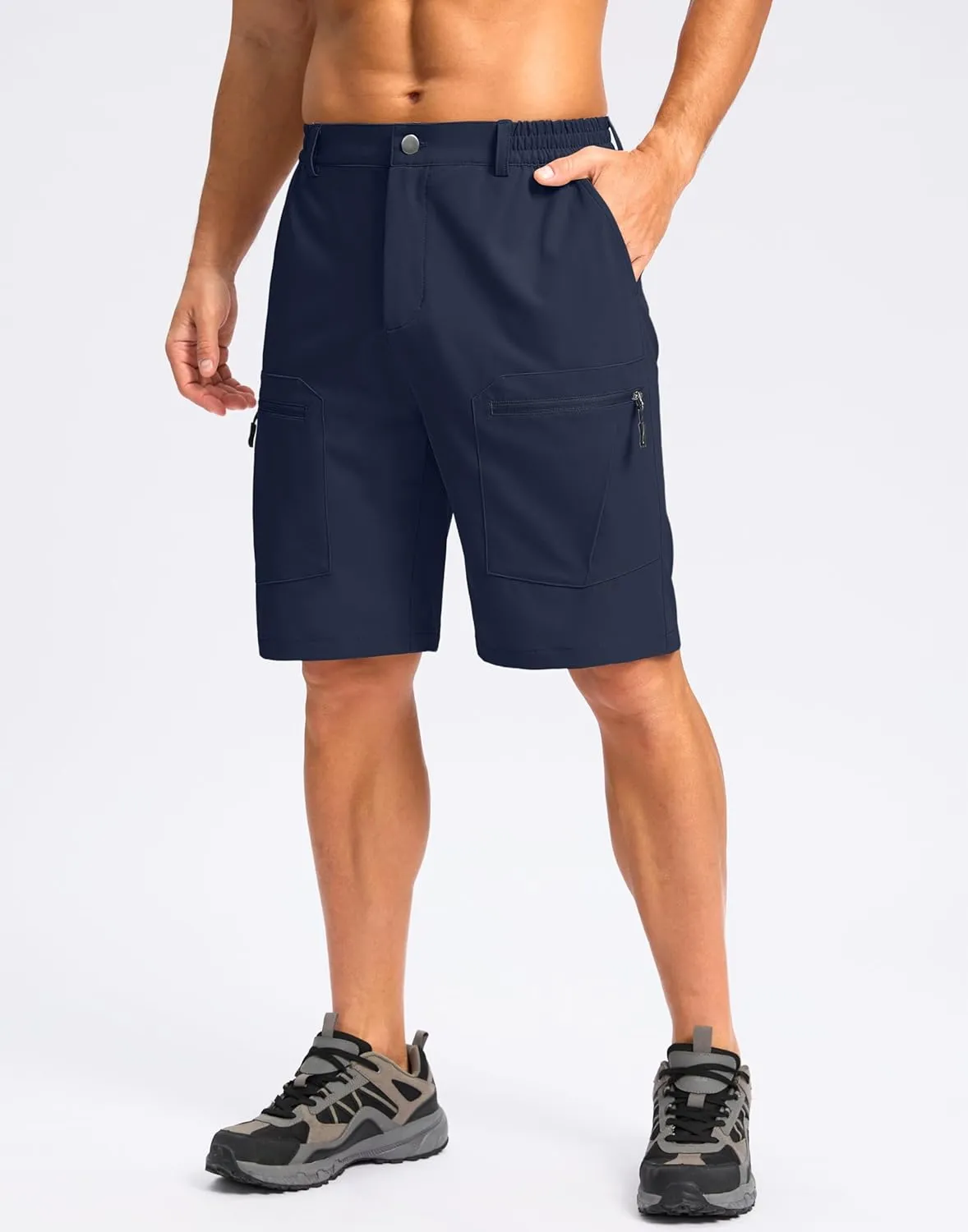 Pudolla Men's Hiking Cargo Shorts 9" Lightweight Stretch Travel Work Shorts for Men Outdoor Casual with 5 Pockets