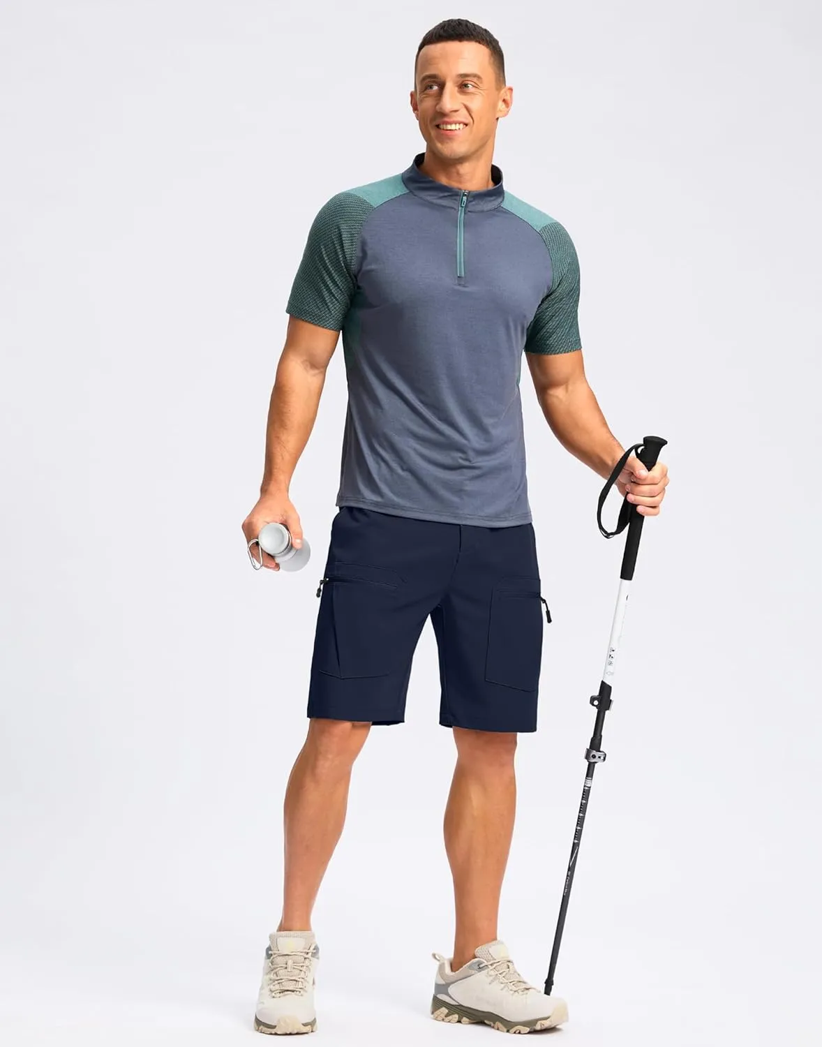 Pudolla Men's Hiking Cargo Shorts 9" Lightweight Stretch Travel Work Shorts for Men Outdoor Casual with 5 Pockets