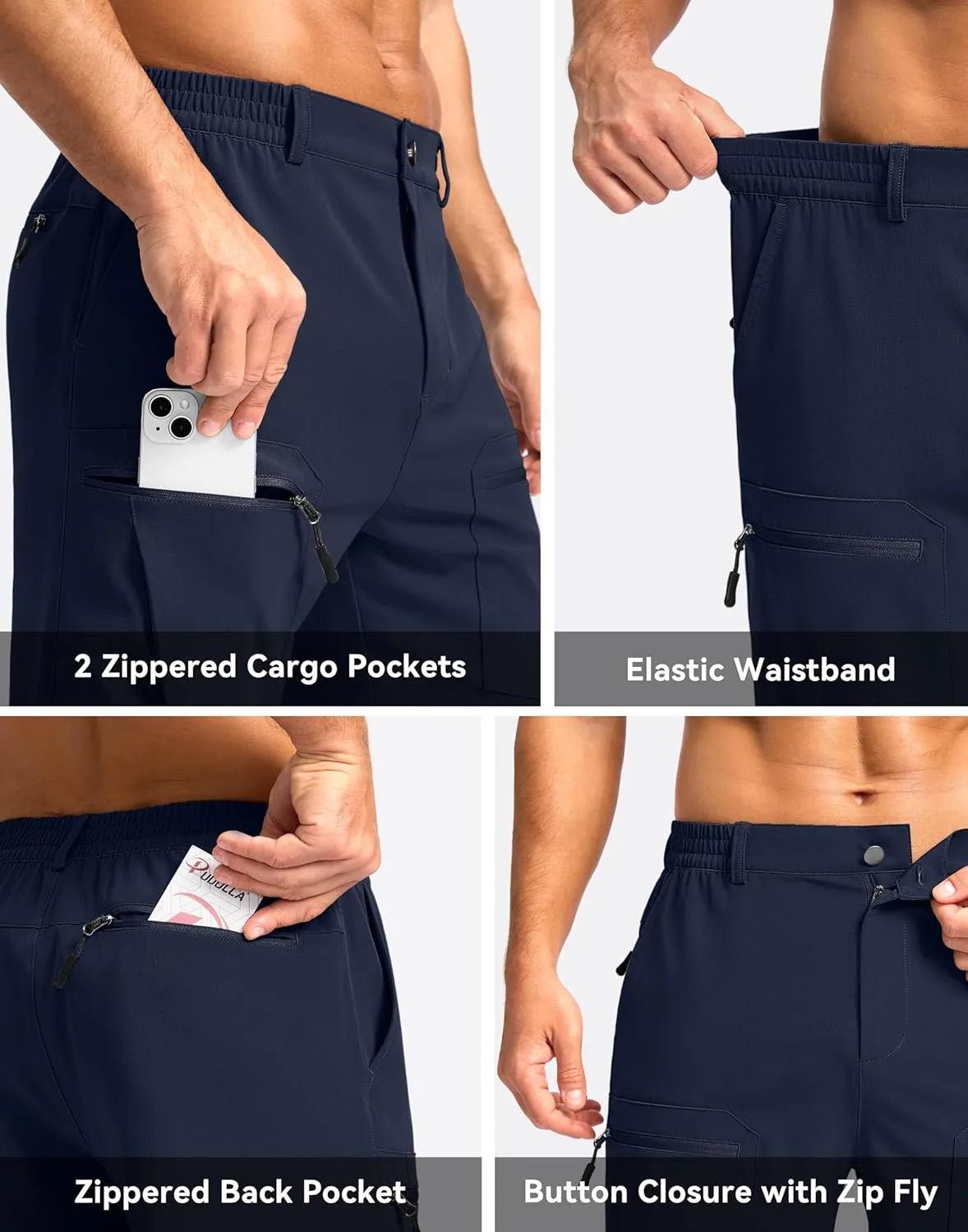 Pudolla Men's Hiking Cargo Shorts 9" Lightweight Stretch Travel Work Shorts for Men Outdoor Casual with 5 Pockets