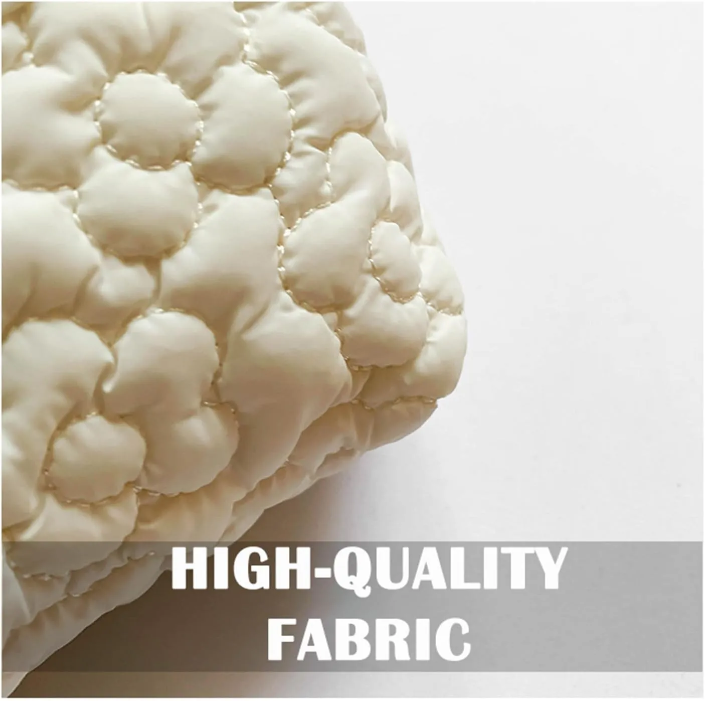 Puffy Quilted Makeup Bag for Women, Cosmetic Bag, Travel Toiletry Organizer Pouch Clutch (Green Flowers)