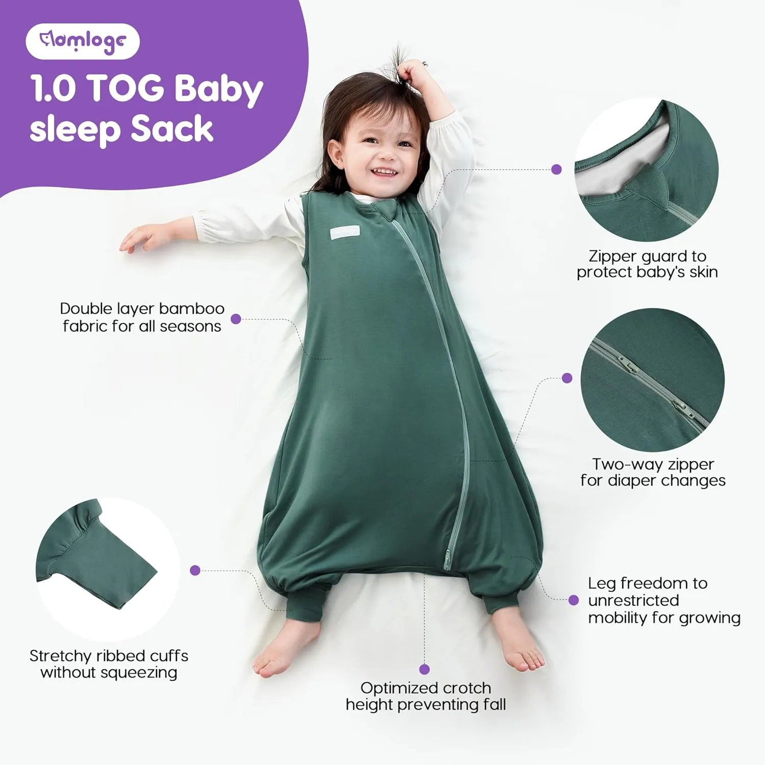 PuppyCozy: Toddler Sleep Sack 9-48 Months, 1.0 Tog Sleep Sack with Legs, Baby Wearable Blanket