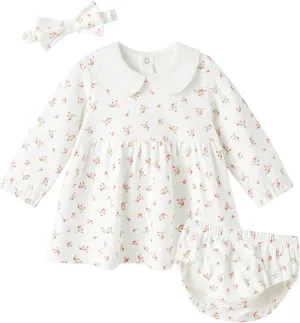 pureborn Baby Toddler Girl Dress with Bloomer Short and Long Sleeve Playwear Dress with Diaper Cover