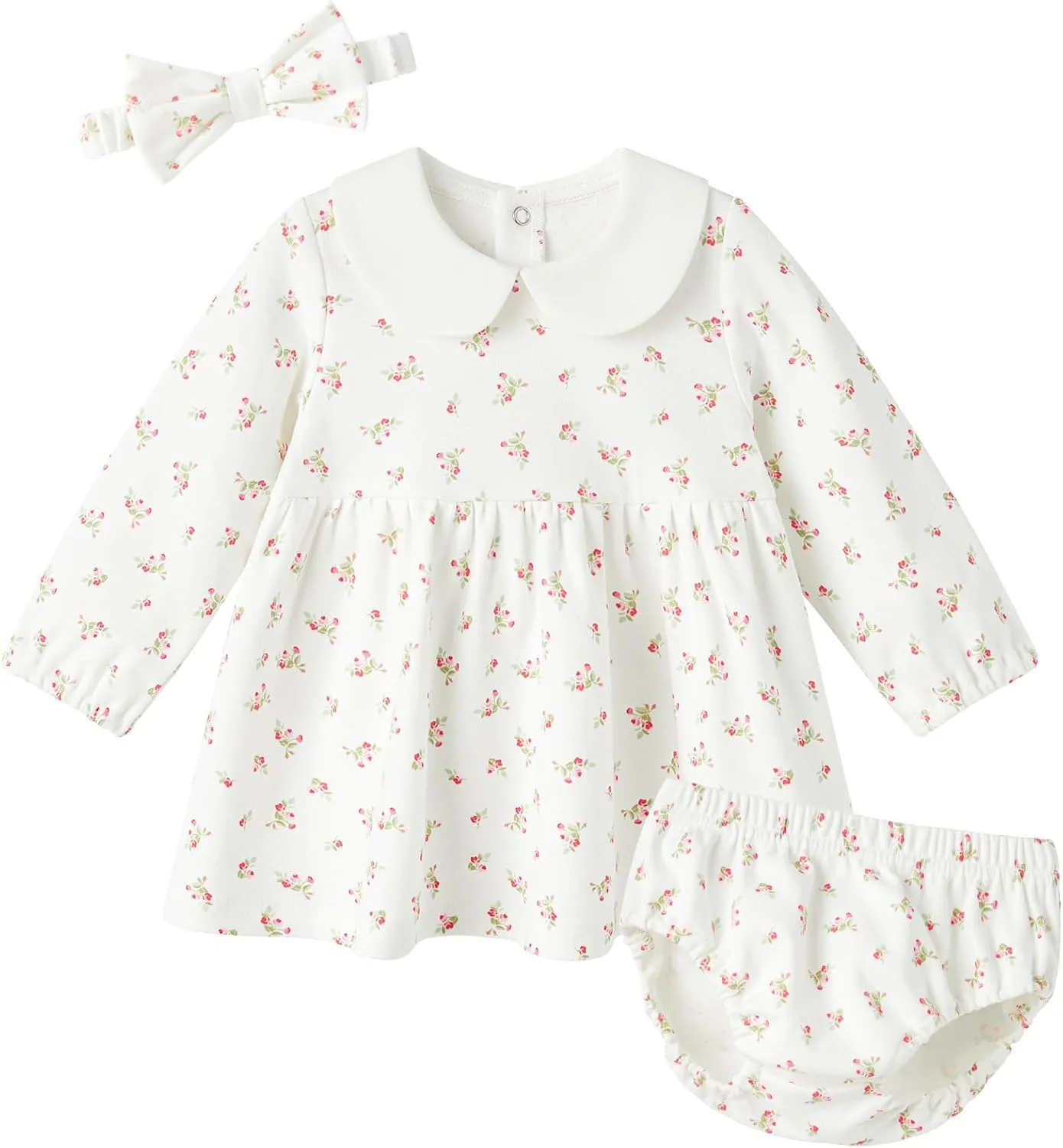 pureborn Baby Toddler Girl Dress with Bloomer Short and Long Sleeve Playwear Dress with Diaper Cover