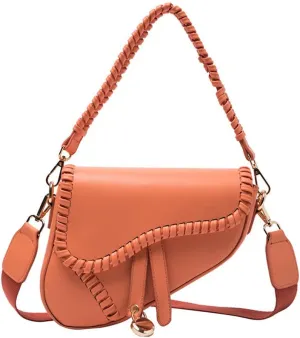 PURFANREE Women Trendy Saddle Shoulder Bag Clutch Purse Underarm Handbag Satchel HandBag Crossbody Bag
