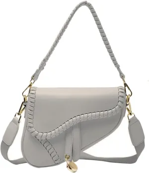 PURFANREE Women Trendy Saddle Shoulder Bag Clutch Purse Underarm Handbag Satchel HandBag Crossbody Bag