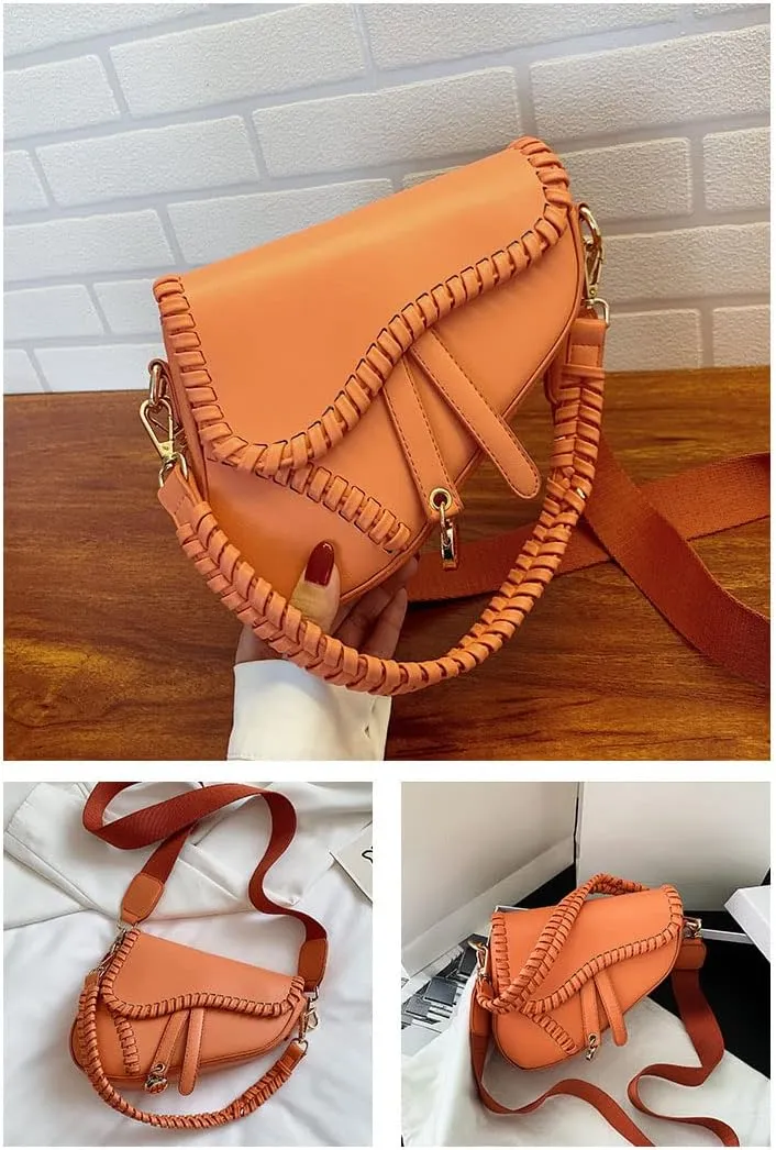 PURFANREE Women Trendy Saddle Shoulder Bag Clutch Purse Underarm Handbag Satchel HandBag Crossbody Bag