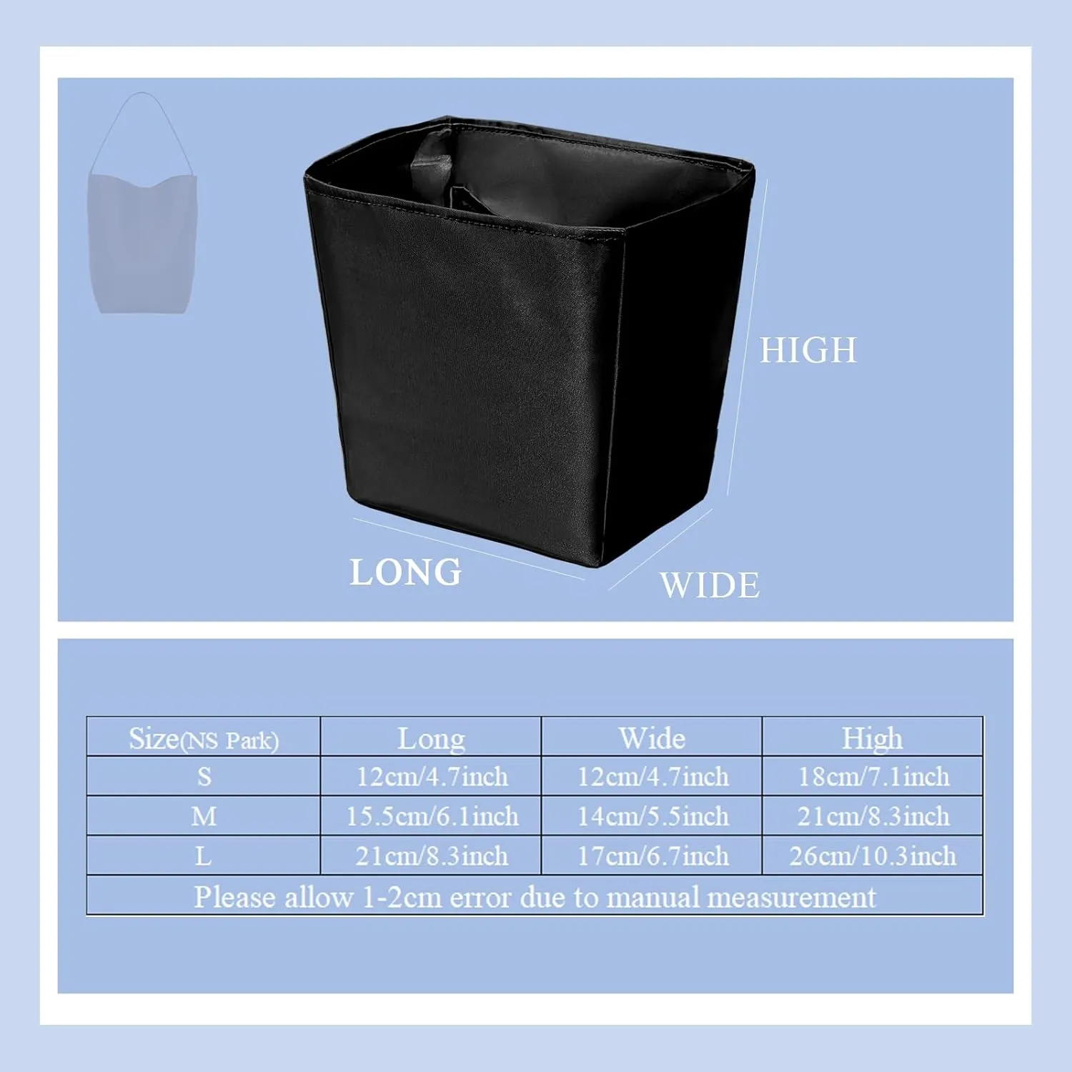 Purse Organizer Insert, Tall Bag Organizer Insert Fit for R-o-w NS Park Bucket Bag Inside Storage Drawstring Bag Purse Insert Multiple Pockets Lightweight Zipper Organizer Insert Slim Bag In Bag