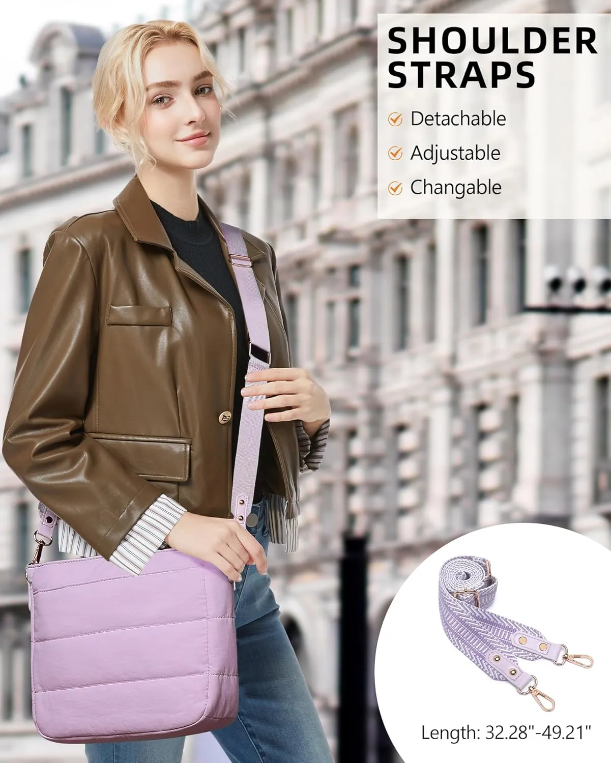 Purses for Women 2PCS Puffer Quilted Crossbody Shoulder Hobo Bags Trendy Ladies Handbag with Coin Wallet 2 Adjustable Straps