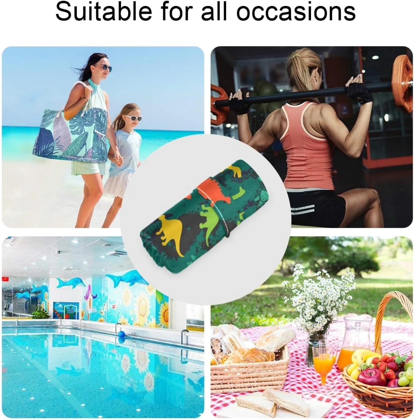Qilmy 2pcs Dinosaur Wet Dry Bag Waterproof Reusable Baby Cloth Diaper Wet Dry Organizer for Travel, Beach, Stroller, Diapers, Wet Swimsuits, Toiletries
