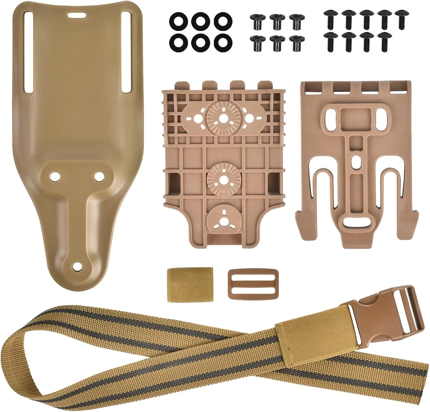 Quick Locking System Kit with Fork Duty Receiver Plate with Thigh Straps, Mid-Ride Universal Belt Loop Platform, Quick Draw Holsters