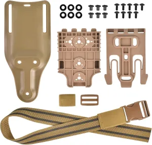 Quick Locking System Kit with Fork Duty Receiver Plate with Thigh Straps, Mid-Ride Universal Belt Loop Platform, Quick Draw Holsters