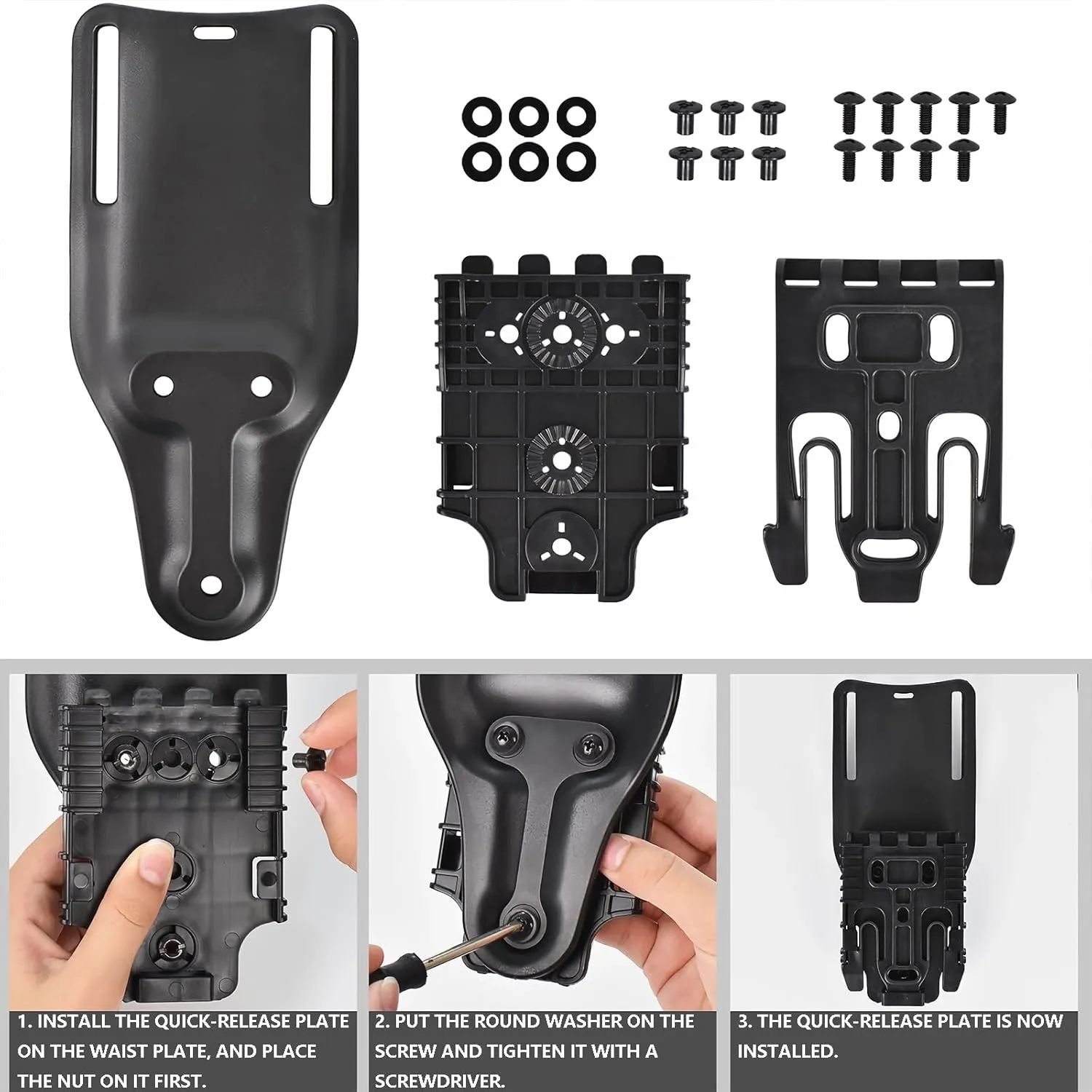 Quick Locking System Kit with Fork Duty Receiver Plate with Thigh Straps, Mid-Ride Universal Belt Loop Platform, Quick Draw Holsters