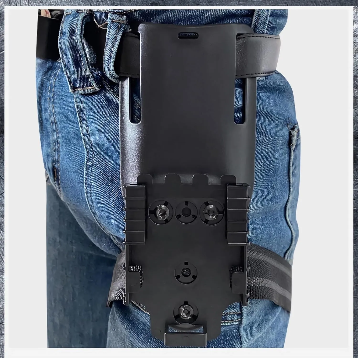 Quick Locking System Kit with Fork Duty Receiver Plate with Thigh Straps, Mid-Ride Universal Belt Loop Platform, Quick Draw Holsters