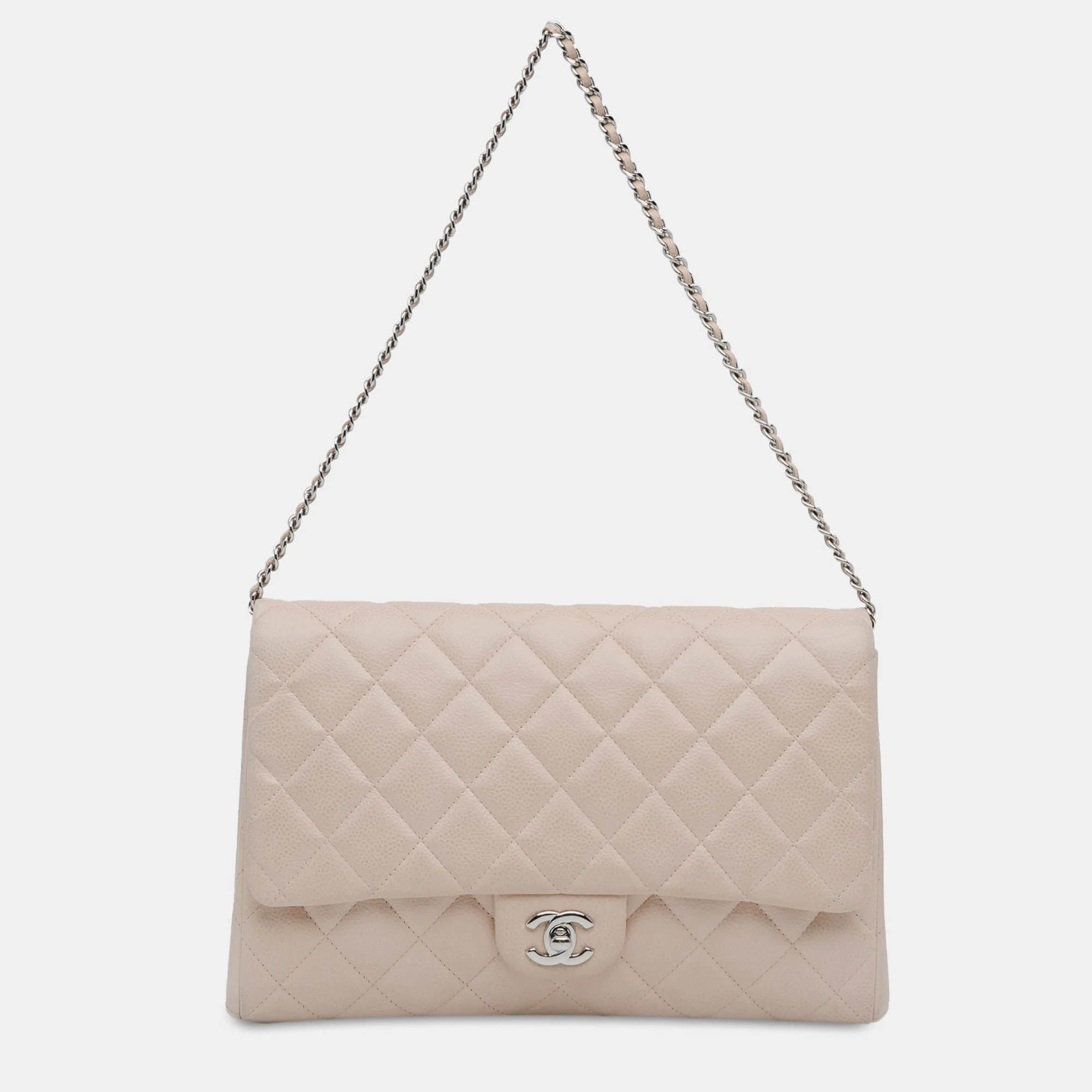 Quilted Caviar Flap Clutch with Chain