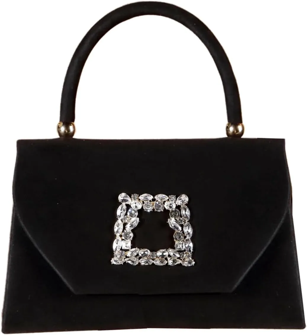 QWINEE Glitter Velvet Purse Sparkly Clutch Purse Handbag Evening Party Sparkle Mini Square Handbags