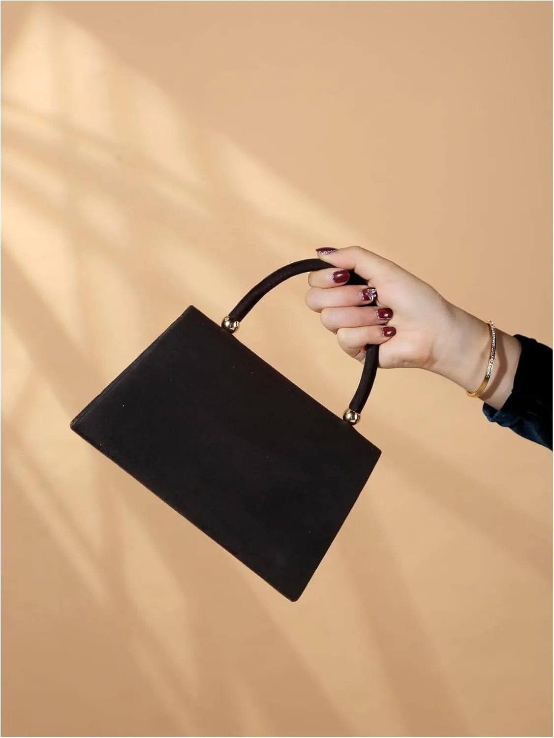 QWINEE Glitter Velvet Purse Sparkly Clutch Purse Handbag Evening Party Sparkle Mini Square Handbags