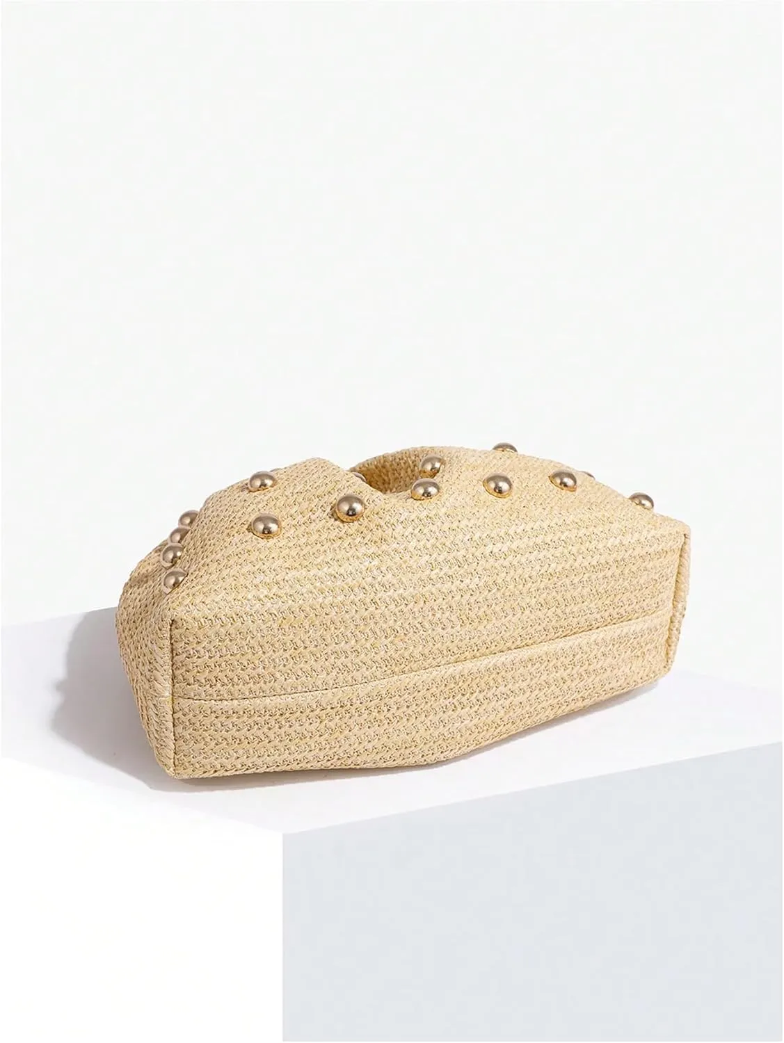 QWINEE Women's Elegant Studded Clutch Bag Magnet Ruched Bags Retro Vintage Evening Handbag