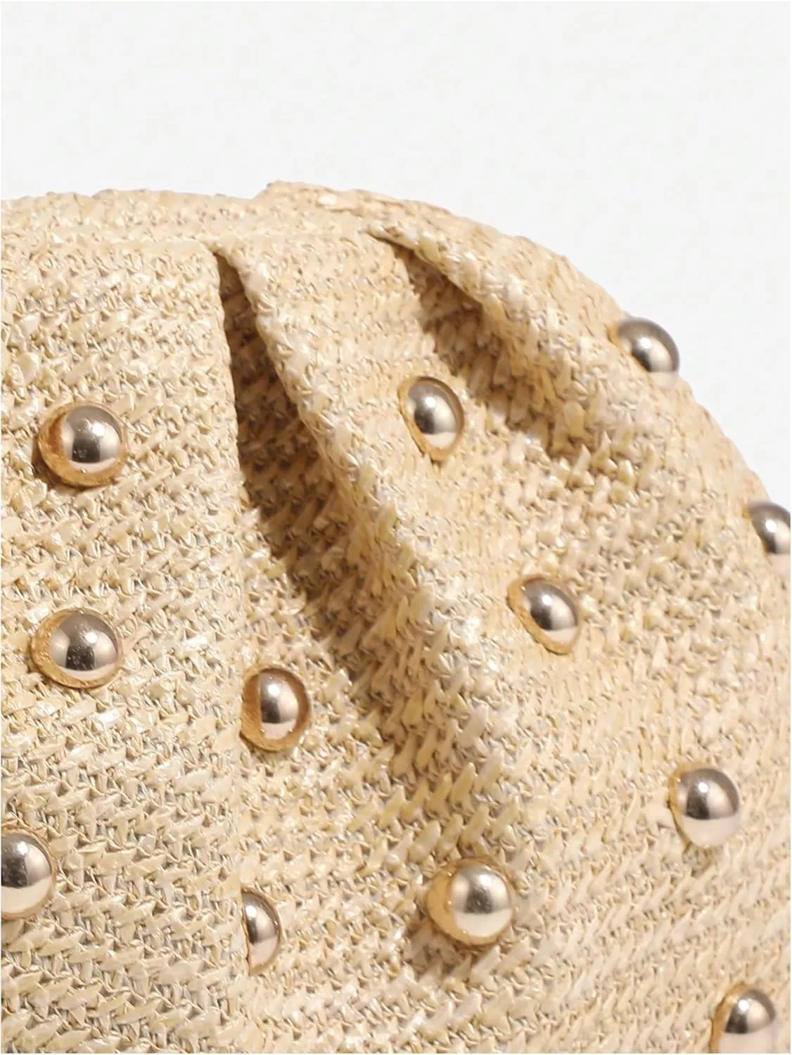 QWINEE Women's Elegant Studded Clutch Bag Magnet Ruched Bags Retro Vintage Evening Handbag