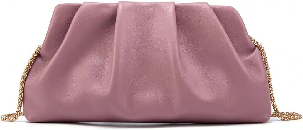 QWINEE Women's PU Leather Shoulder Clutch Purse Evening Clutch Bag Purse Small Crossbody Bag with Chain Strap