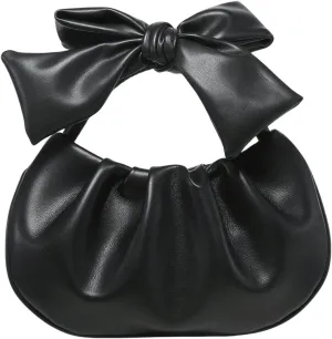 QWINEE Women's Y2k Bow Purse Clutch Ruched Hobo Bag Mini Handbag Dumpling Pouch Bag