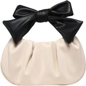 QWINEE Women's Y2k Bow Purse Clutch Ruched Hobo Bag Mini Handbag Dumpling Pouch Bag