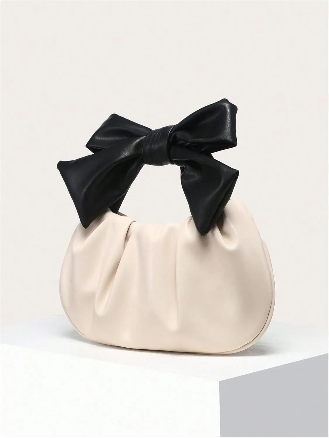 QWINEE Women's Y2k Bow Purse Clutch Ruched Hobo Bag Mini Handbag Dumpling Pouch Bag