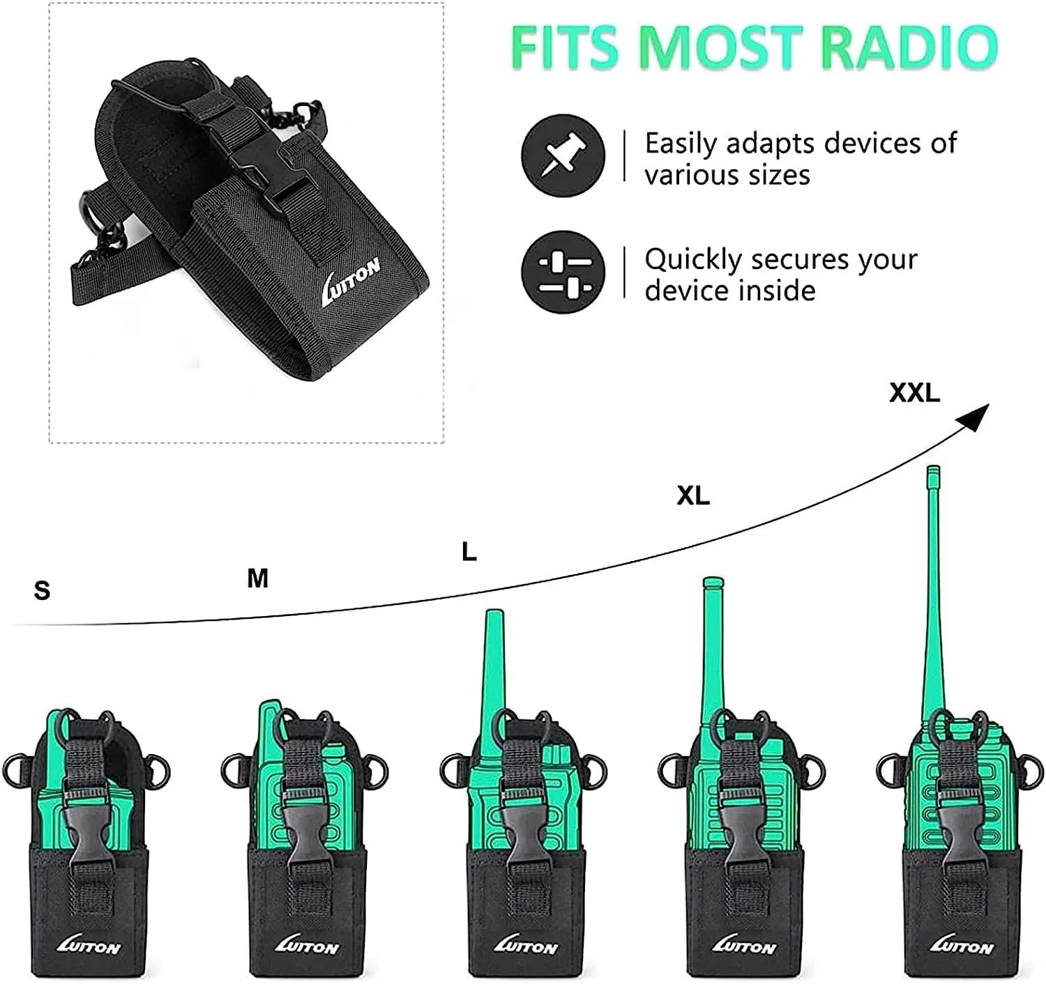 Radio Holder Walkie Talkie Pouch Molle Radio Pouch BaoFeng Radio Holster Strap Radio Case for Duty Belt Compatible with BaoFeng UV5R 888S F8HP Kenwood Icom HYT Arcshell Retevis H777 (4 Pack)