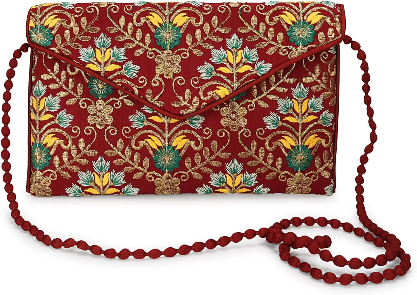 Rajasthani Indian Art Sling Bag Foldover Clutch Purse For Women, Indian Handcrafted Foldover Sling Clutch