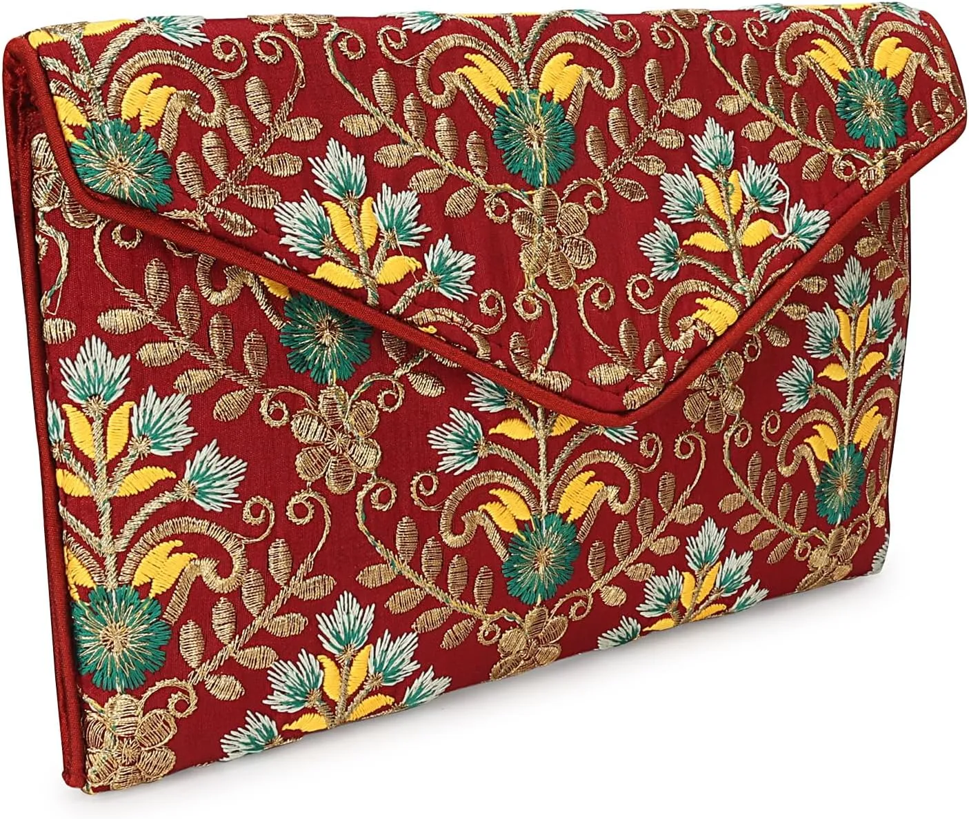 Rajasthani Indian Art Sling Bag Foldover Clutch Purse For Women, Indian Handcrafted Foldover Sling Clutch