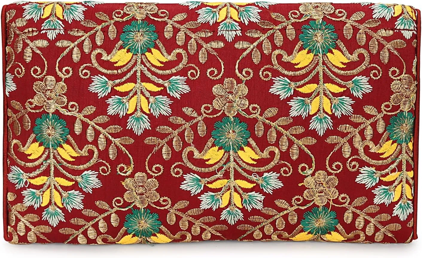 Rajasthani Indian Art Sling Bag Foldover Clutch Purse For Women, Indian Handcrafted Foldover Sling Clutch