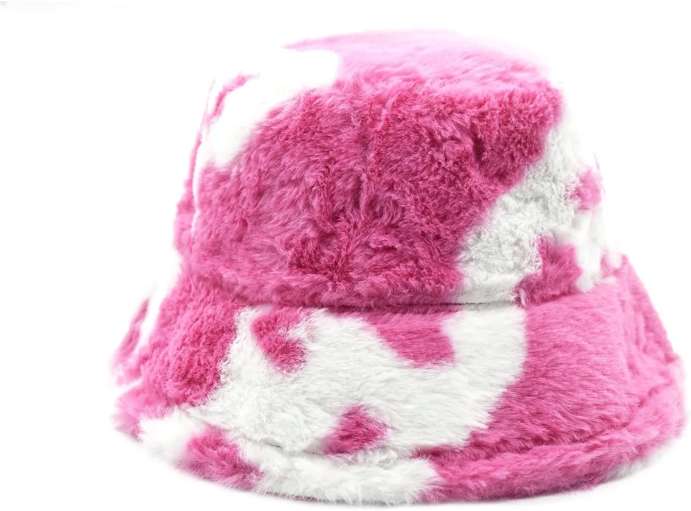 Ralcosuss Women Girls Milk Cow Print Faux Fur Bucket Hats Winter Outdoor Fluffy Warm Fisherman Caps