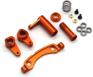 RC Parts for ZD for Racing DBX-10 10427S 9106S 1/10 RC Steering Assembly of Metal Parts for Remote Control Cars Upgrades Parts Accessary(Orange)