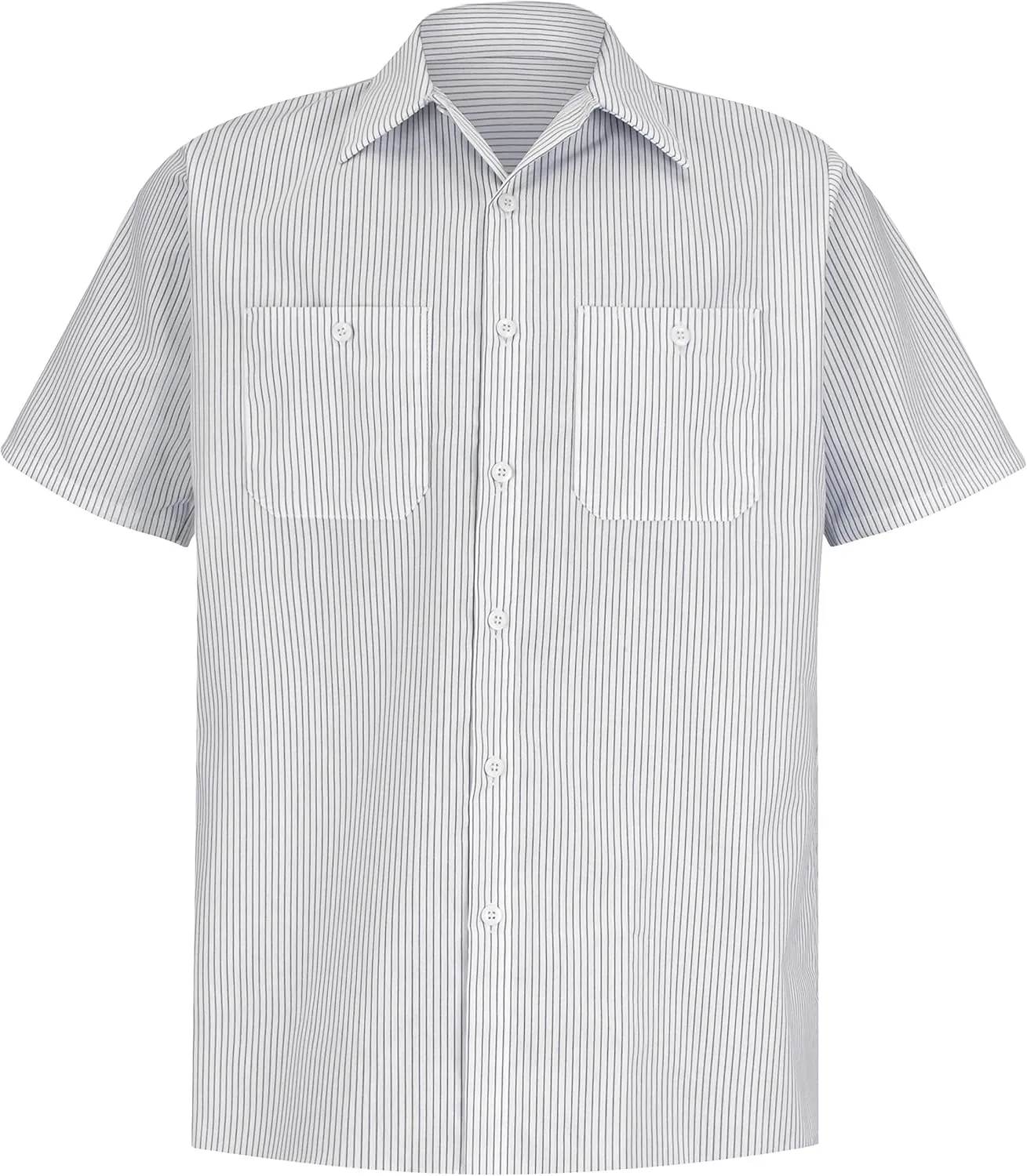 Red Kap Men's Industrial Stripe Work Shirt, Regular Fit, Short Sleeve