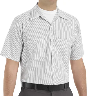 Red Kap Men's Industrial Stripe Work Shirt, Regular Fit, Short Sleeve