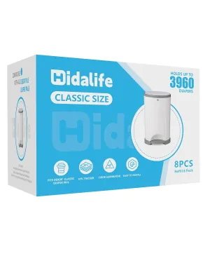 Refills Compatible with Dekor Classic Diaper Pails, Disposable Diaper Trash Bags, Extra Thick Diaper Pail Refill Liners, Hold Up to 3960 Diapers (8 Pack)